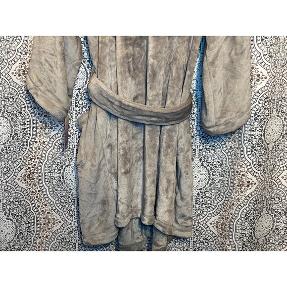 Stars Above Plush robe Collar Robe M/L Gray Soft Cozy - Picture 7 of 10